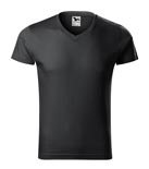 t-shirt męski v-neck slim fit, nadruk bezpośredni – ebony gray (94)